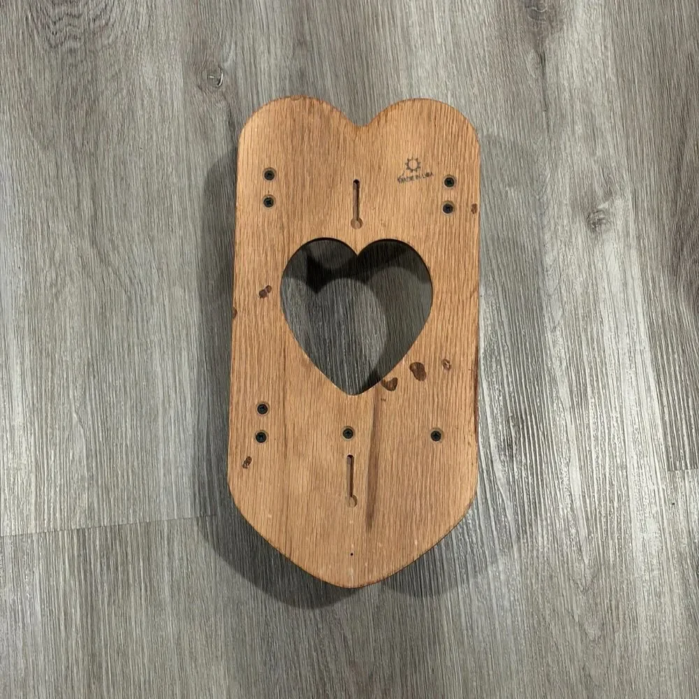 Vintage Wooden Heart Hanging Wall Decor & Candle Holder/Rack Shelf USA Made 14x7